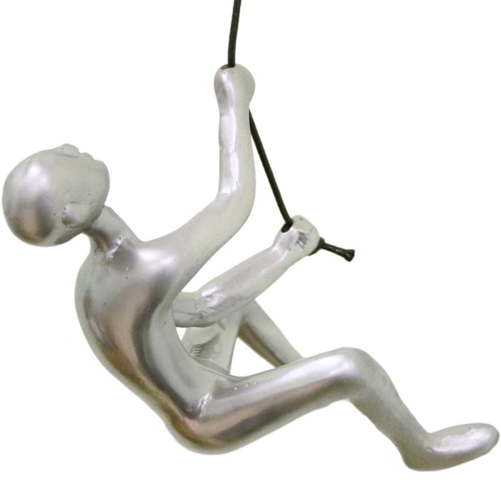 - Climbing Man Wall Art for Home Decor with 30” Leather Rope | Polyresin